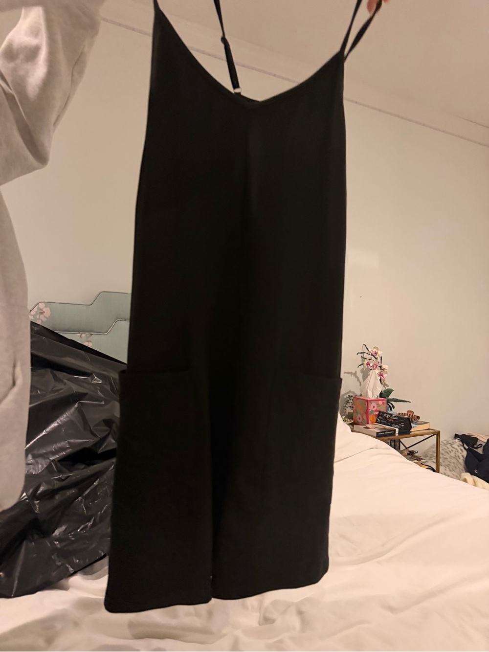 Black One-Piece Romper with Pockets - Picture 3 of 3